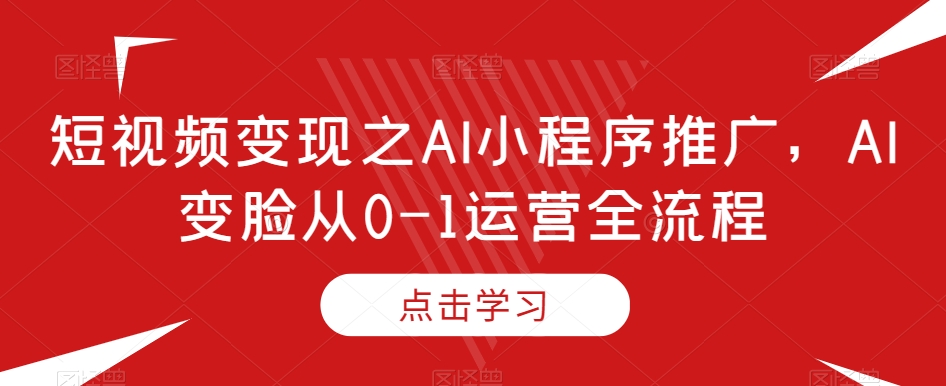短视频变现之AI小程序推广,AI变脸从0-1运营全流程-风淘社