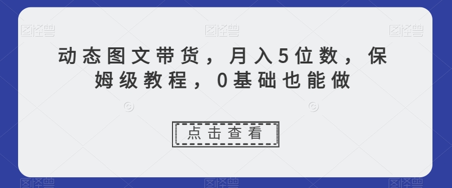 动态图文带货，月入5位数，保姆级教程，0基础也能做【揭秘】-风淘社