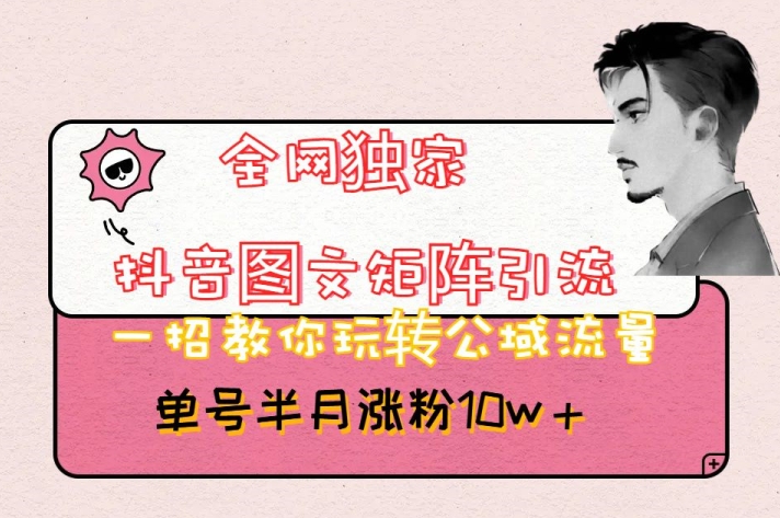 全网独家抖音图文矩阵引流,一招教你玩转公域流量,单号半月涨粉10w+【揭秘】-风淘社