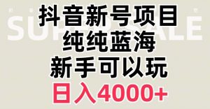 抖音蓝海赛道,必须是新账号,日入4000+【揭秘】-风淘社