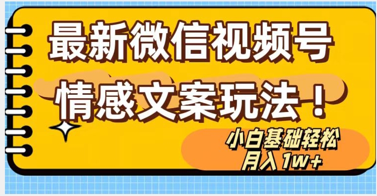 微信视频号情感文案最新玩法，小白轻松月入1万+无脑搬运【揭秘】-风淘社