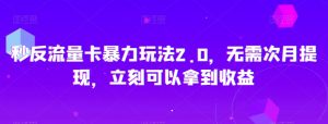 秒反流量卡暴力玩法2.0，无需次月提现，立刻可以拿到收益【揭秘】-风淘社
