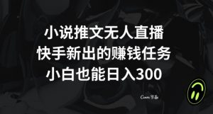 小说推文无人直播，快手新出的赚钱任务，小白也能日入300+【揭秘】-风淘社