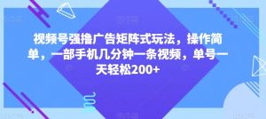 视频号强撸广告矩阵式玩法,操作简单,一部手机几分钟一条视频,单号一天轻松200+【揭秘】-风淘社