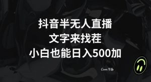 抖音半无人直播，文字来找茬小游戏，每天收益500+【揭秘】-风淘社