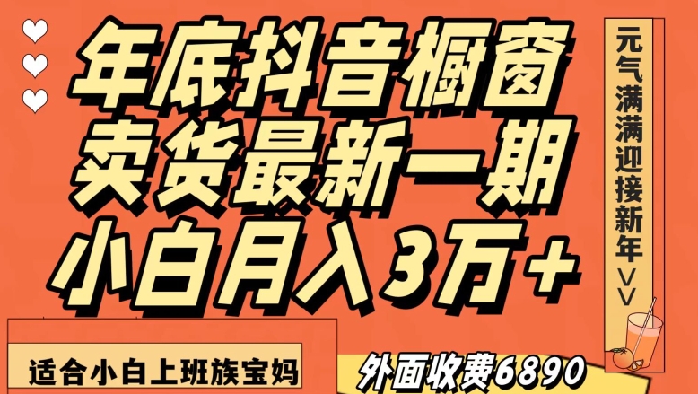 外面收费6890元年底抖音橱窗卖货最新一期,小白月入3万,适合小白上班族宝妈【揭秘】-风淘社