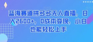 蓝海赛道拼多多无人直播,日入2600+,0成本变现,小白也能轻松上手【揭秘】-风淘社
