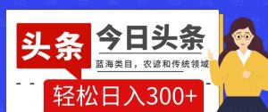 AI头条传统和农谚领域，蓝海类目，搬运+AI优化，轻松日入300+【揭秘】-风淘社