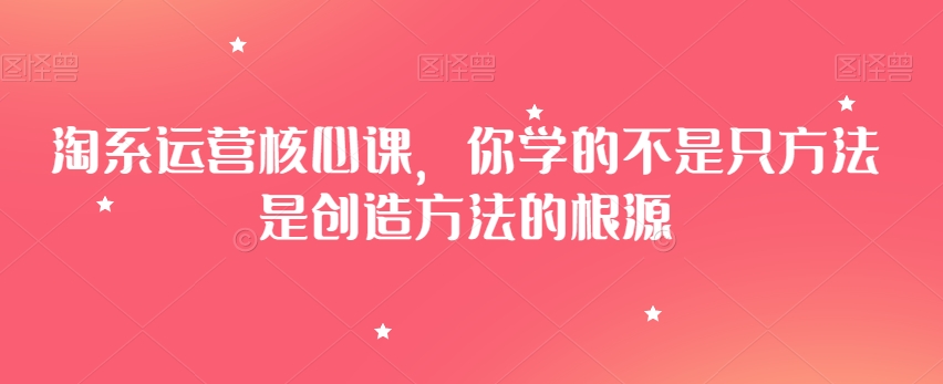 淘系运营核心课,你学的不是只方法是创造方法的根源-风淘社
