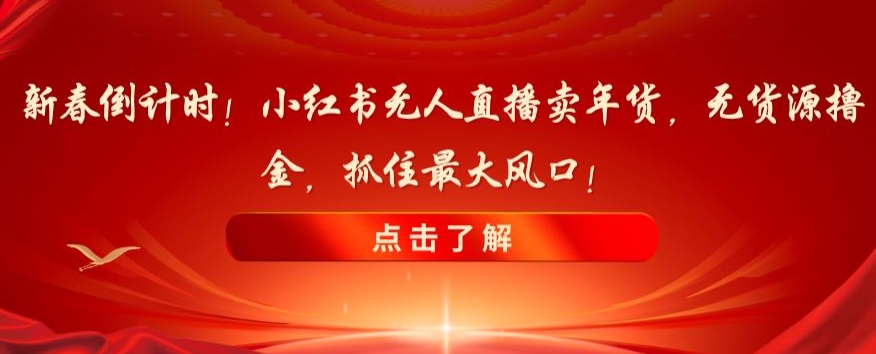 新春倒计时!小红书无人直播卖年货,无货源撸金,抓住最大风口【揭秘】-风淘社