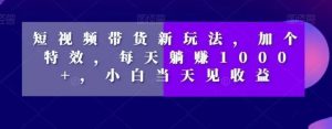 短视频带货新玩法，加个特效，每天躺赚1000+，小白当天见收益【揭秘】-风淘社