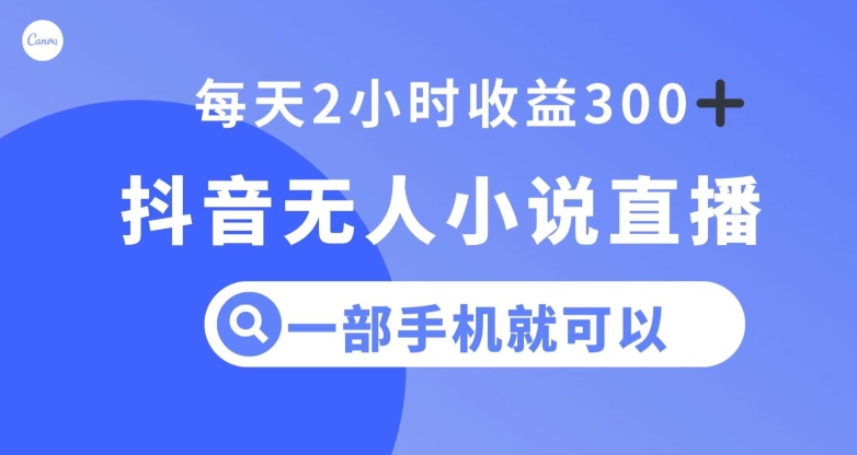 抖音无人小说直播,一部手机操作,日入300+【揭秘】-风淘社