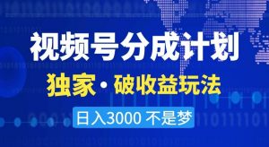 视频号分成计划,独家·破收益玩法,日入3000不是梦【揭秘】-风淘社