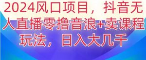 2024风口项目,抖音无人主播撸音浪+卖课程玩法,日入大几千【揭秘】-风淘社