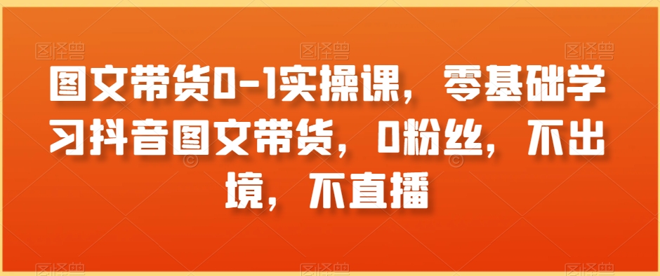 图文带货0-1实操课,零基础学习抖音图文带货,0粉丝,不出境,不直播-风淘社