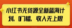 小红书无货源全新蓝海计划,0门槛,收入无上限【揭秘】-风淘社