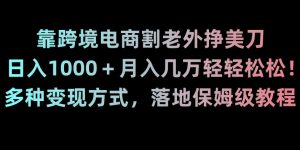 靠跨境电商割老外挣美刀,日入1000+月入几万轻轻松松!多种变现方式,落地保姆级教程【揭秘】-风淘社