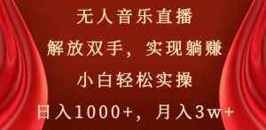无人音乐直播,解放双手,实现躺赚,小白轻松实操,日入1000+,月入3w+【揭秘】-风淘社