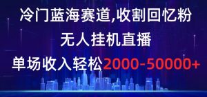 冷门蓝海赛道，收割回忆粉，无人挂机直播，单场收入轻松2000-5w+【揭秘】-风淘社