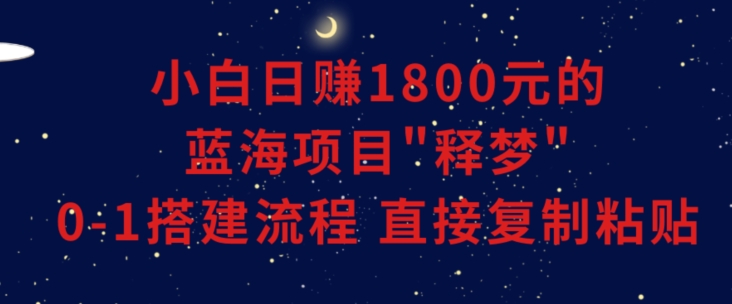小白能日赚1800元的蓝海项目”释梦”0-1搭建流程可直接复制粘贴长期做【揭秘】-风淘社