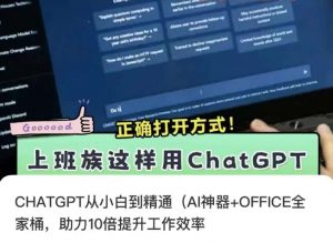 CHATGPT从小白到精通，AI神器+OFFICE全家桶，助力10倍提升工作效率-风淘社