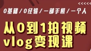 从0到1拍视频vlog变现课,5分钟每天,每月多赚1W-风淘社
