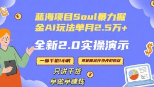 Soul怎么做到单月变现25000+全新2.0AI掘金玩法全程实操演示小白好上手【揭秘】-风淘社