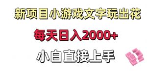 新项目小游戏文字玩出花日入2000+，每天只需一小时，小白直接上手【揭秘】-风淘社