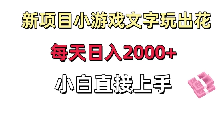 新项目小游戏文字玩出花日入2000+,每天只需一小时,小白直接上手【揭秘】-风淘社