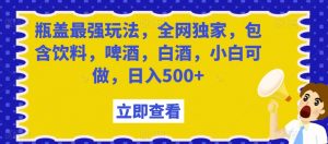 瓶盖最强玩法,全网独家,包含饮料,啤酒,白酒,小白可做,日入500+【揭秘】-风淘社