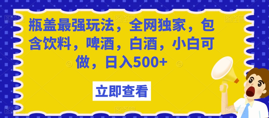 瓶盖最强玩法，全网独家，包含饮料，啤酒，白酒，小白可做，日入500+【揭秘】-风淘社