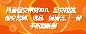 抖音图文带货10.0,图文拉流、图文剪辑,选品、接流等,一部手机就能做-风淘社