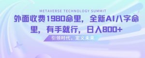 外面收费1980命里,全新AI八字命里,有手就行,日入800+【揭秘】-风淘社