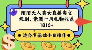 陌陌美女无人直播爽文短剧项目,亲测一个星期1800+【揭秘】-风淘社