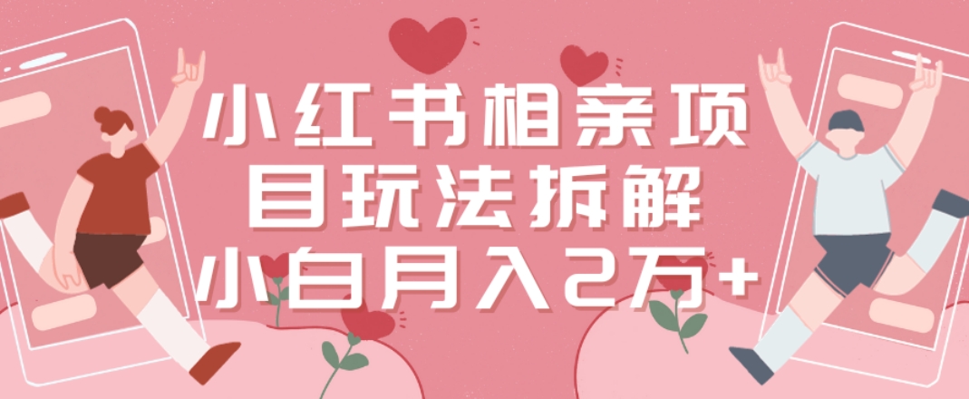 小红书相亲项目玩法拆解，有人通过这个副业项目做到了月收入2万多【揭秘】-风淘社