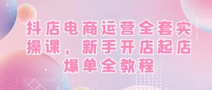 抖店电商运营全套实操课,新手开店起店爆单全教程-风淘社