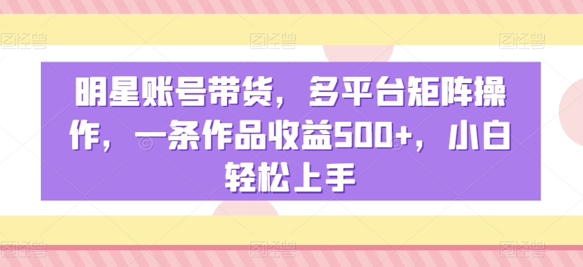 明星账号带货，多平台矩阵操作，一条作品收益500+，小白轻松上手【揭秘】-风淘社