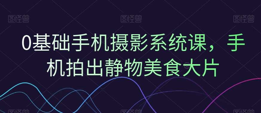0基础手机摄影系统课，手机拍出静物美食大片-风淘社