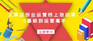 文具店创业运营线上培训课,0基础到运营高手-风淘社