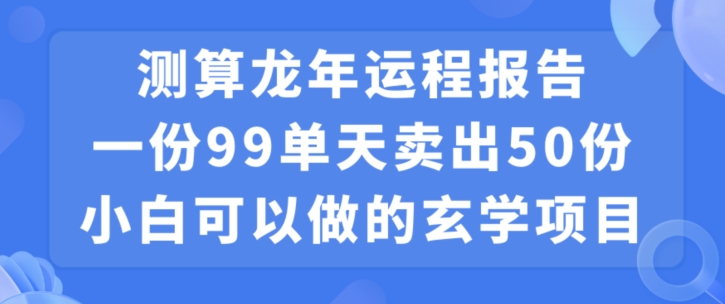 小白可做的玄学项目,出售”龙年运程报告”一份99元单日卖出100份利润9900元,0成本投入【揭秘】-风淘社