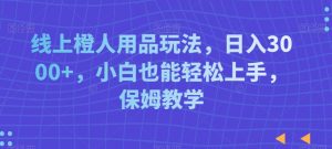线上橙人用品玩法，日入3000+，小白也能轻松上手，保姆教学【揭秘】-风淘社