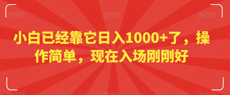 小白已经靠它日入1000+了,操作简单,现在入场刚刚好【揭秘】-风淘社
