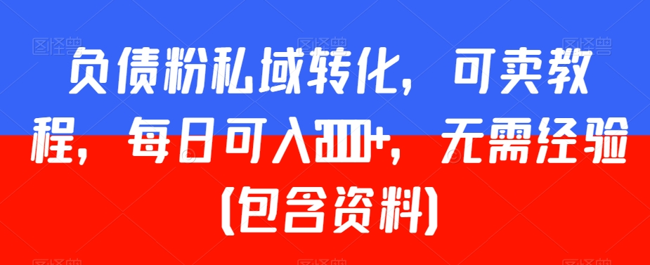 负债粉私域转化,可卖教程,每日可入2000+,无需经验(包含资料)【揭秘】-风淘社