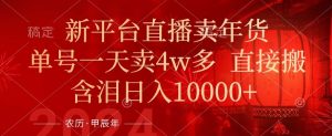 年末红利来了，新平台直播卖年货，单号一天卖4w多，话术场景直接搬，含泪日入1w+【揭秘】-风淘社