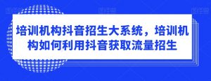培训机构抖音招生大系统,培训机构如何利用抖音获取流量招生-风淘社