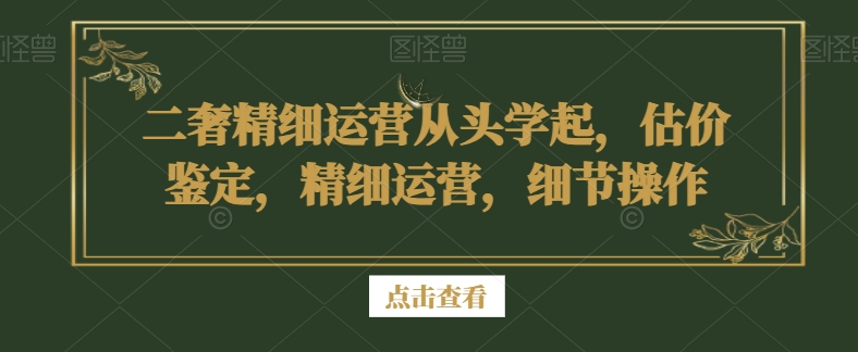 二奢精细运营从头学起,估价鉴定,精细运营,细节操作-风淘社