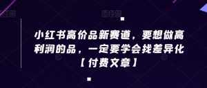 小红书高价品新赛道，要想做高利润的品，一定要学会找差异化【付费文章】-风淘社