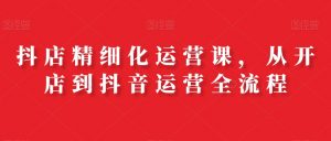 抖店精细化运营课,从开店到抖音运营全流程-风淘社