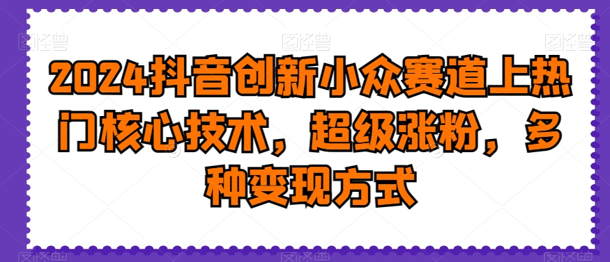 2024抖音创新小众赛道上热门核心技术,超级涨粉,多种变现方式【揭秘】-风淘社