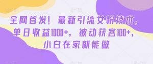 全网首发！最新引流女粉技术，单日收益1000+，被动获客100+，小白在家就能做【揭秘】-风淘社